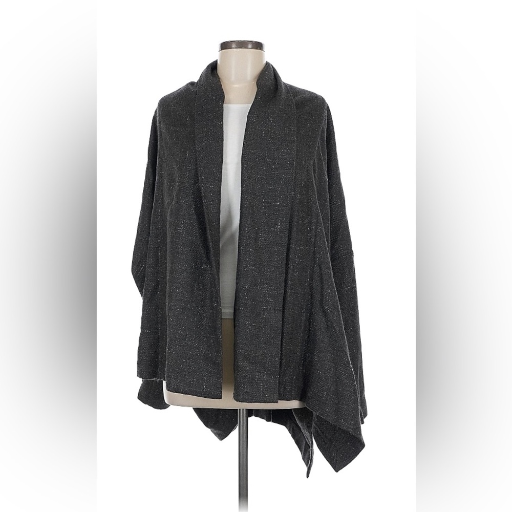 $1700 eskandar Neiman Marcus 3X 4X grey poncho wrap cashmere silk